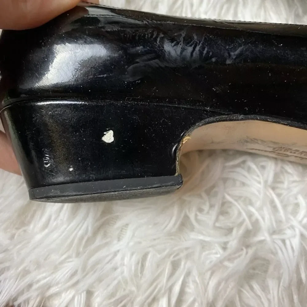 Salvatore FERRAGAMO shoes Patent Leather Vara Bow black Size 7.5 A2 - Picture 5 of 9